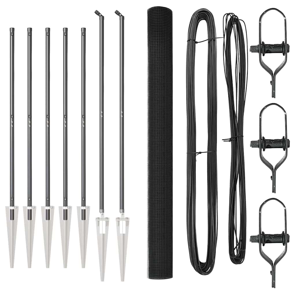 Recinzione con pali. Grigio 1.6 x 10 m Acciaio 3352179