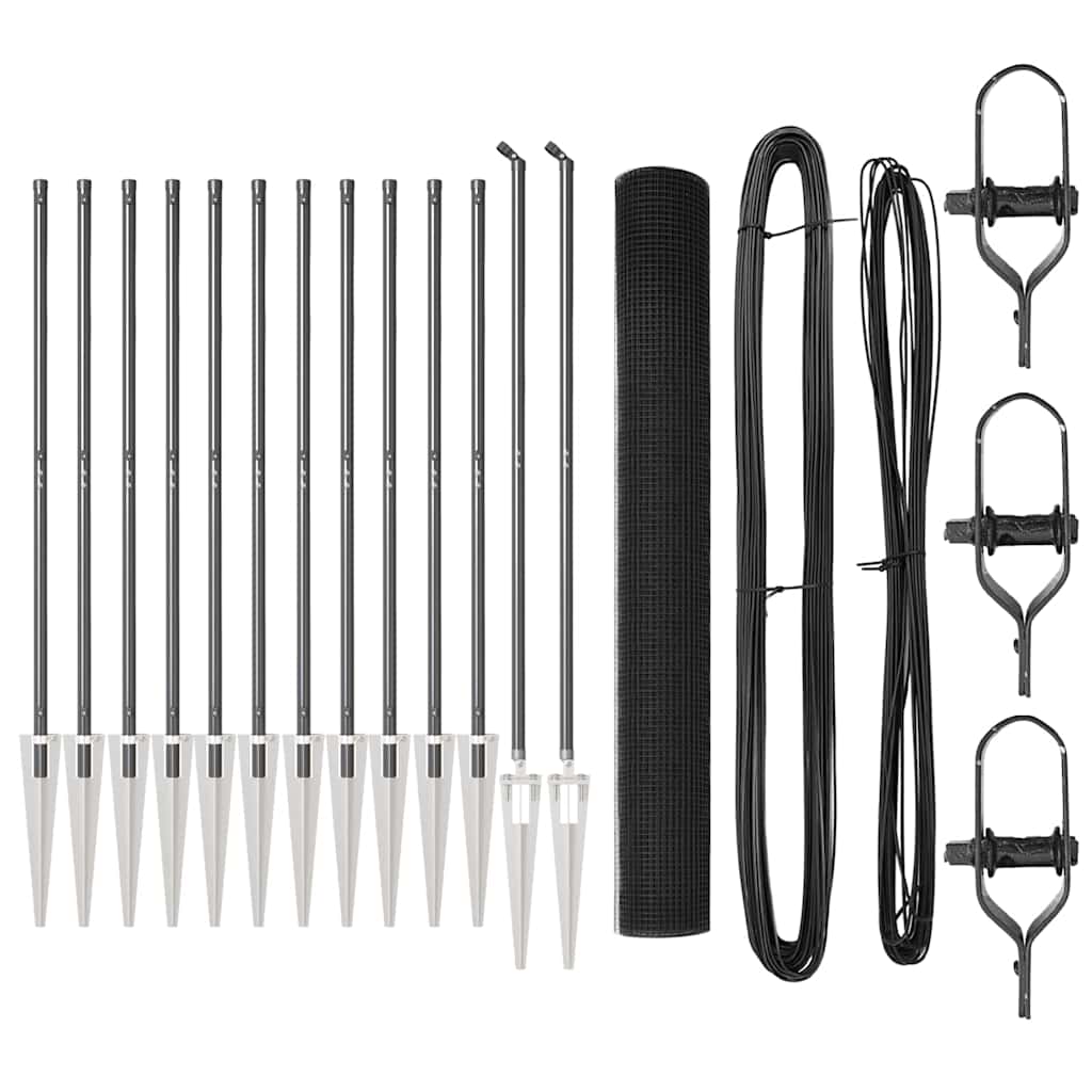 Recinzione con pali. Grigio 1.2 x 25 m Acciaio 3352204