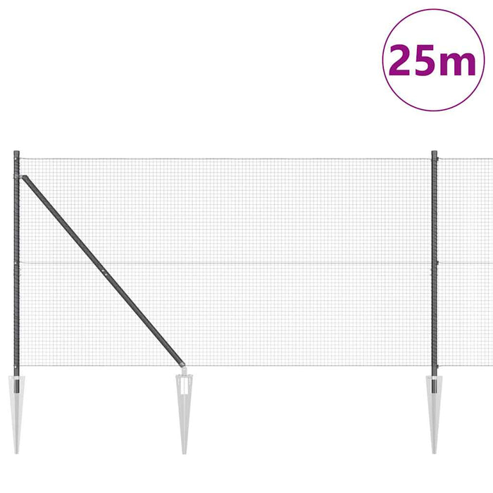 Recinzione con pali. Grigio 1.2 x 25 m Acciaio 3352204