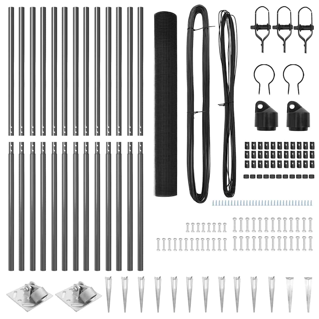 Recinzione con pali. Grigio 1.4 x 25 m Acciaio 3352209