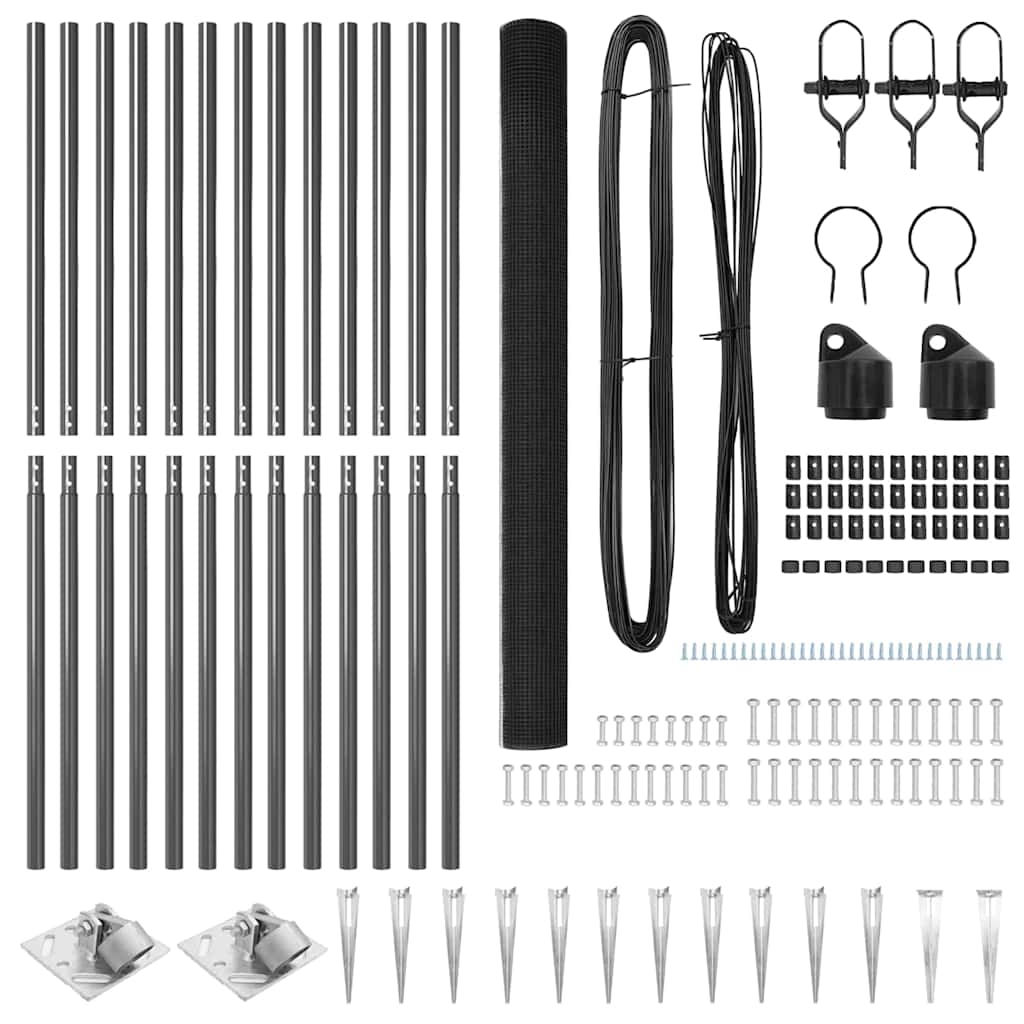 Recinzione con pali. Grigio 1.5 x 25 m Acciaio 3352210