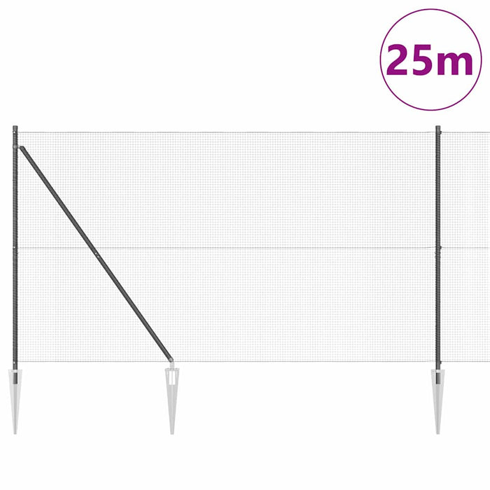 Recinzione con pali. Grigio 1.6 x 25 m Acciaio 3352215