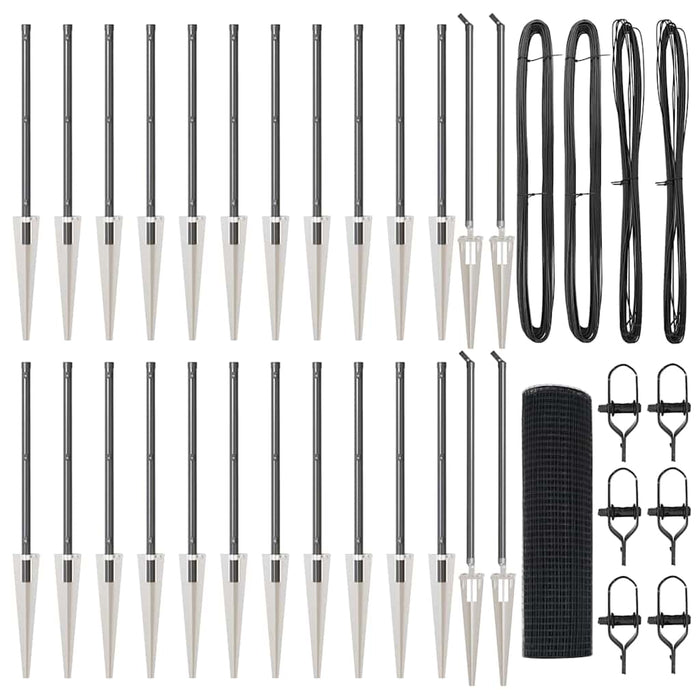 Recinzione con pali. Grigio 0.4 x 50 m Acciaio 3352220