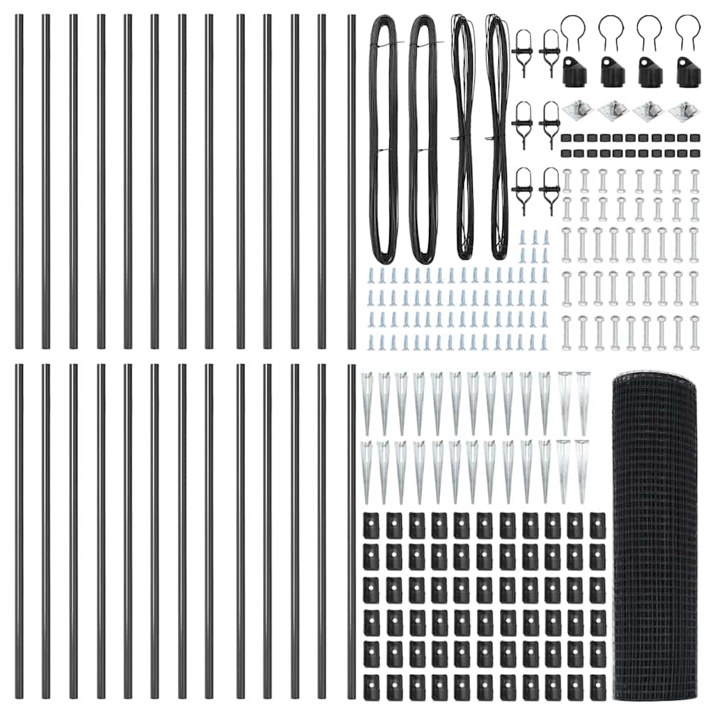 Recinzione con pali. Grigio 1 x 50 m Acciaio 3352236