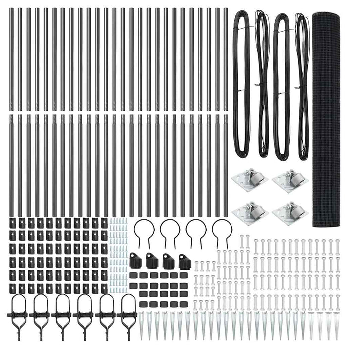 Recinzione con pali. Grigio 1.4 x 50 m Acciaio 3352243