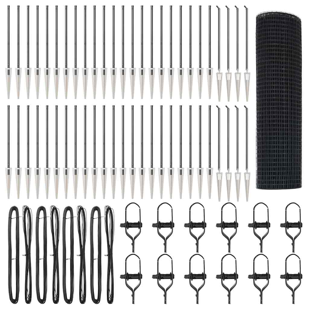 Recinzione con pali. Grigio 0.6 x 100 m Acciaio 3352255