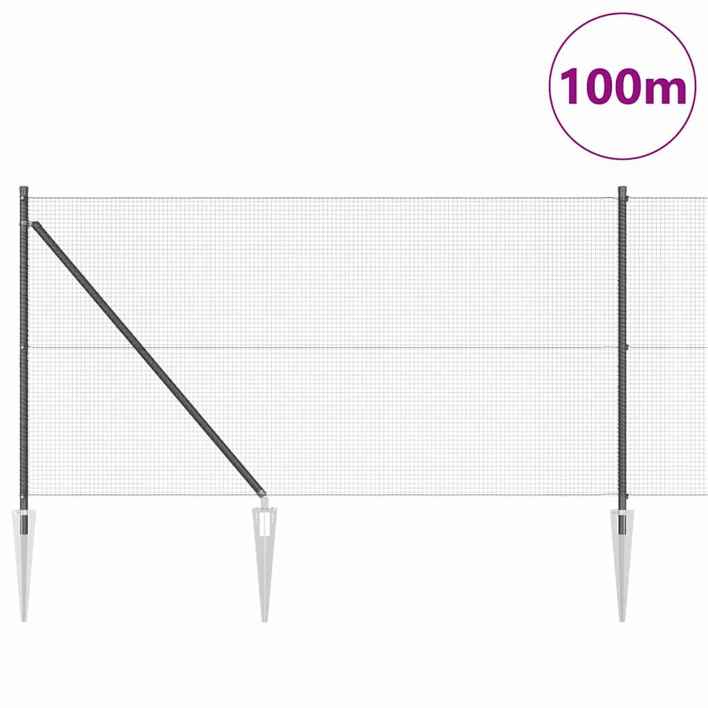 Recinzione con pali. Grigio 1 x 100 m Acciaio 3352264