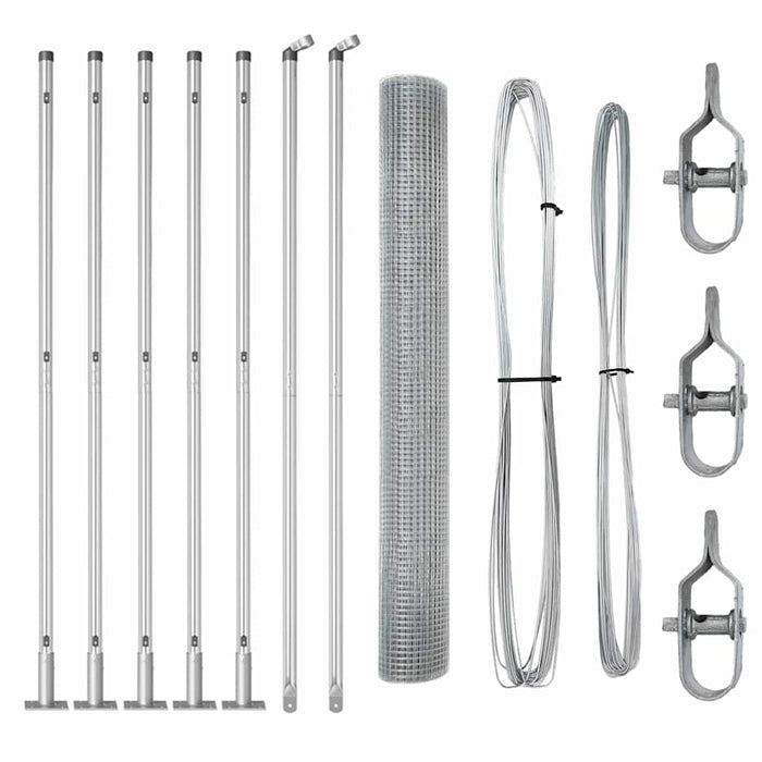 Recinzione con pali. Argento 1 x 10 m Acciaio 3352283