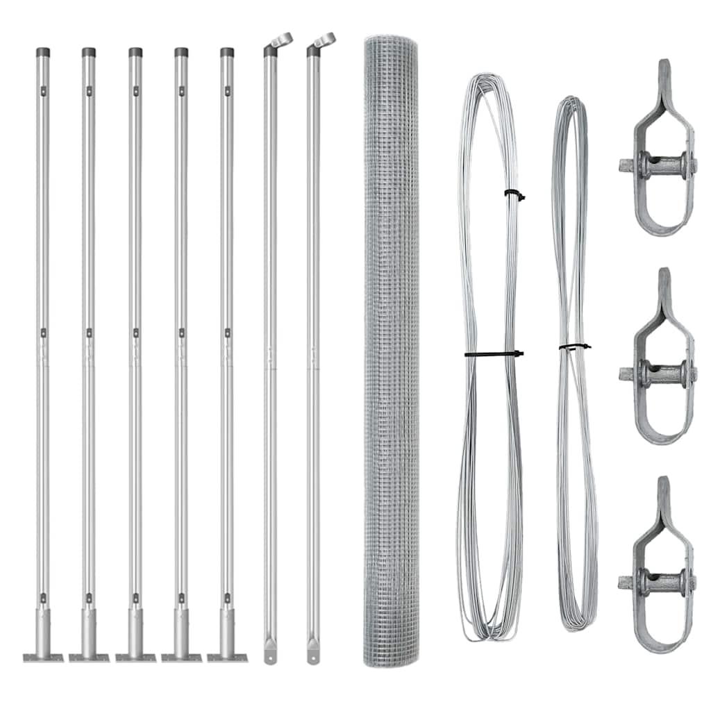 Recinzione con pali. Argento 1.4 x 10 m Acciaio 3352290