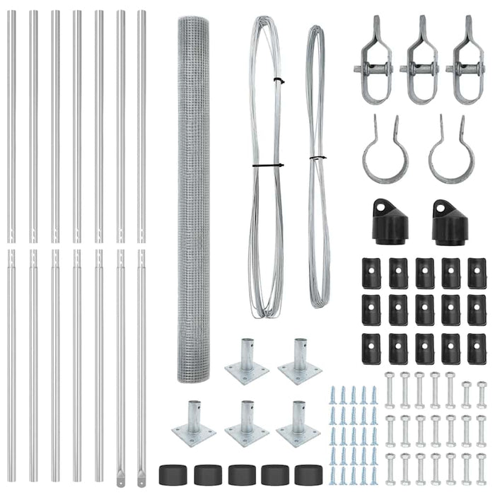 Recinzione con pali. Argento 1.4 x 10 m Acciaio 3352290