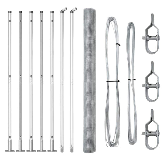 Recinzione con pali. Argento 1.5 x 10 m Acciaio 3352294