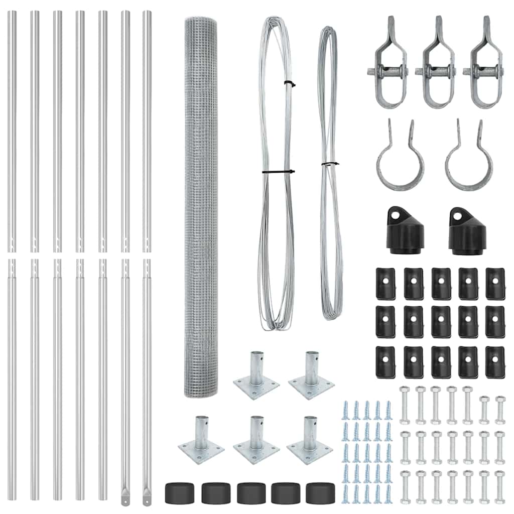 Recinzione con pali. Argento 1.5 x 10 m Acciaio 3352294