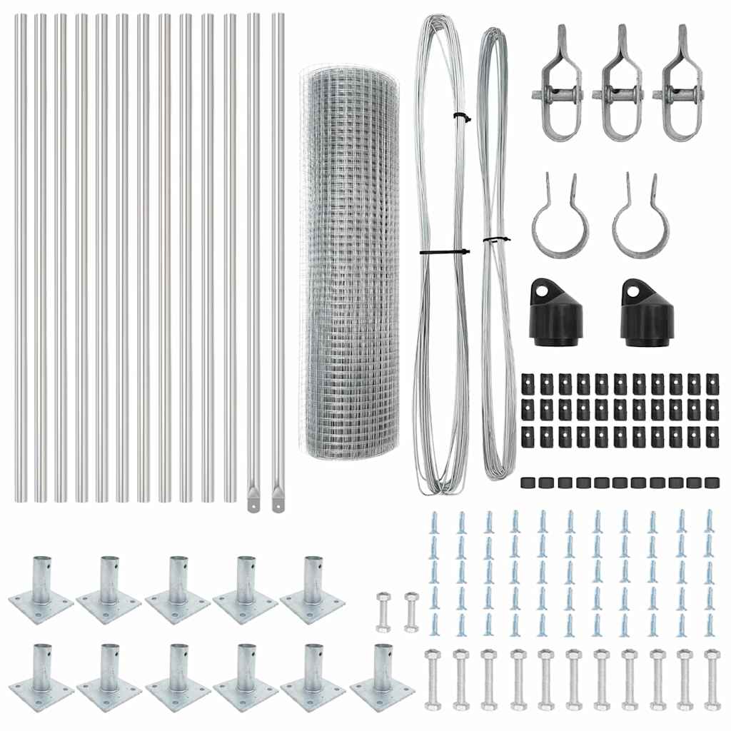 Recinzione con pali. Argento 0.5 x 25 m Acciaio 3352306