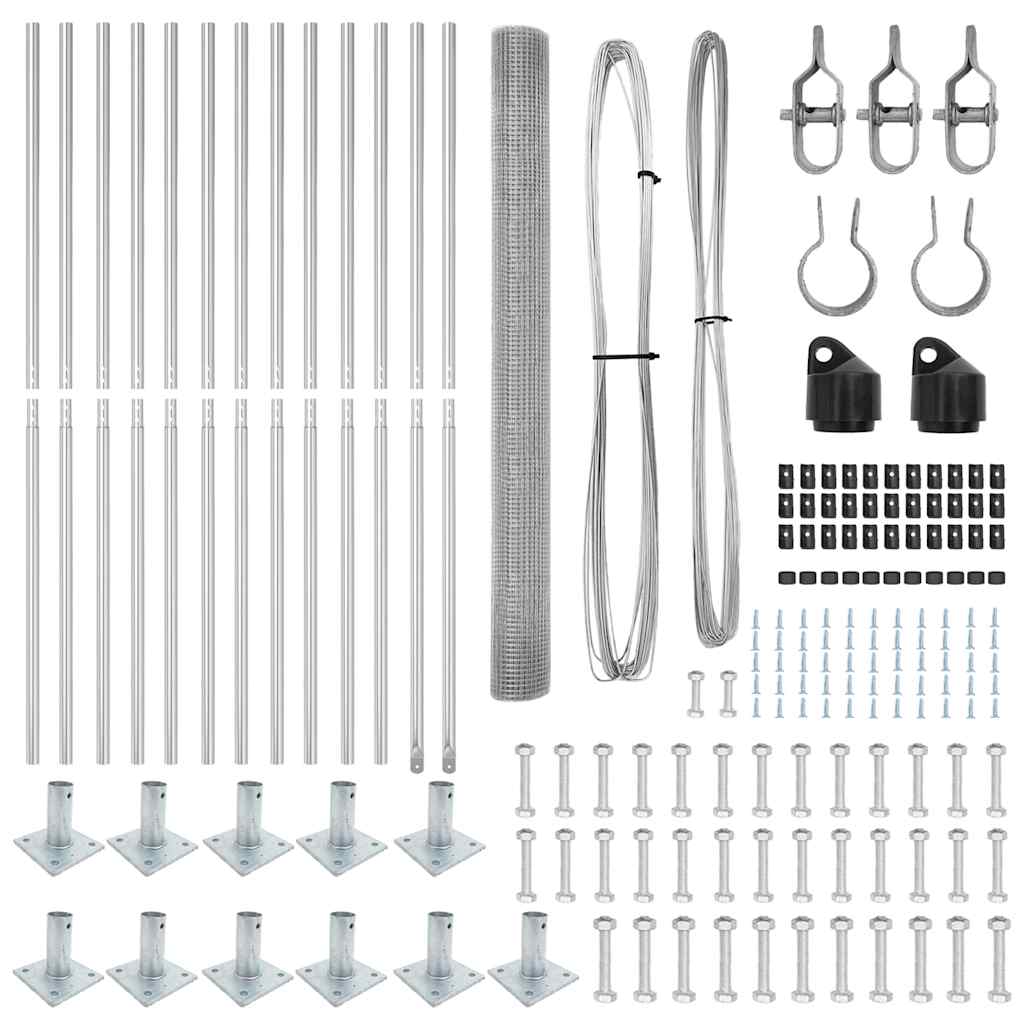 Recinzione con pali. Argento 1.5 x 25 m Acciaio 3352328