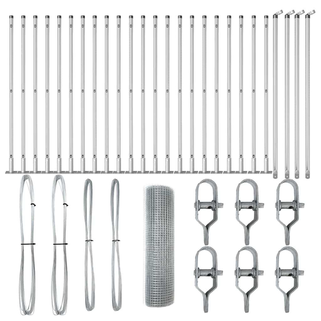 Recinzione con pali. Argento 1 x 50 m Acciaio 3352352