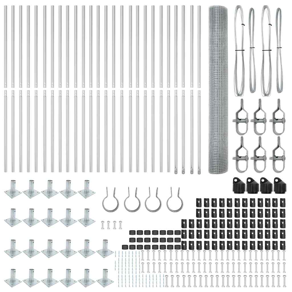 Recinzione con pali. Argento 1.2 x 50 m Acciaio 3352355
