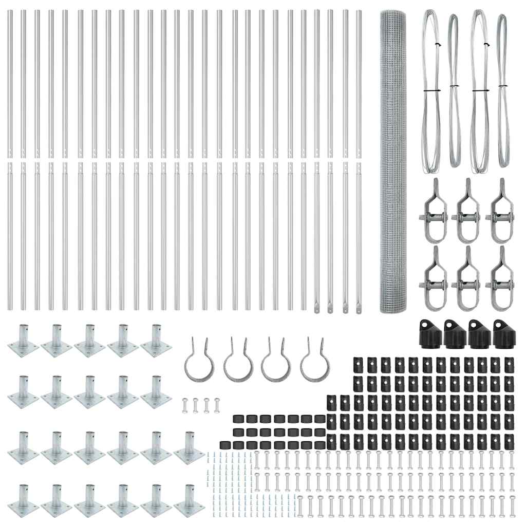Recinzione con pali. Argento 1.4 x 50 m Acciaio 3352359