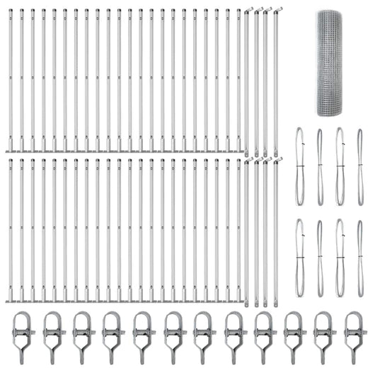 Recinzione con pali. Argento 1 x 100 m Acciaio 3352383