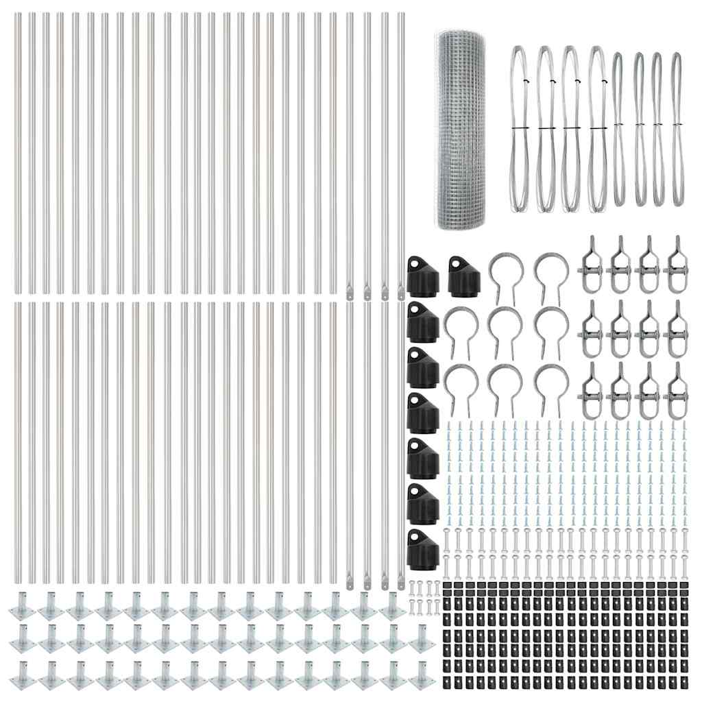 Recinzione con pali. Argento 1 x 100 m Acciaio 3352383
