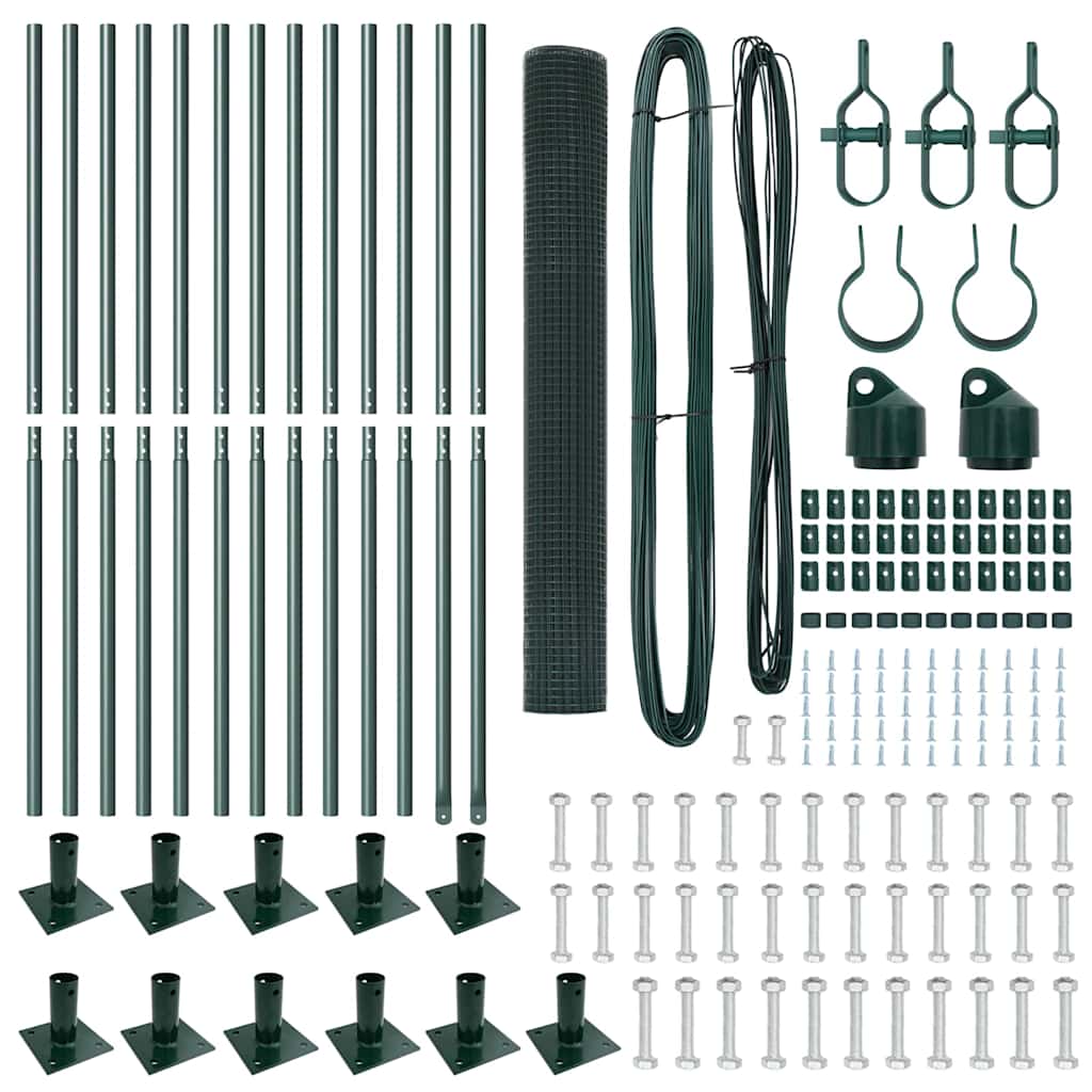 Recinzione con pali. Verde 1 x 25 m Acciaio 3352435
