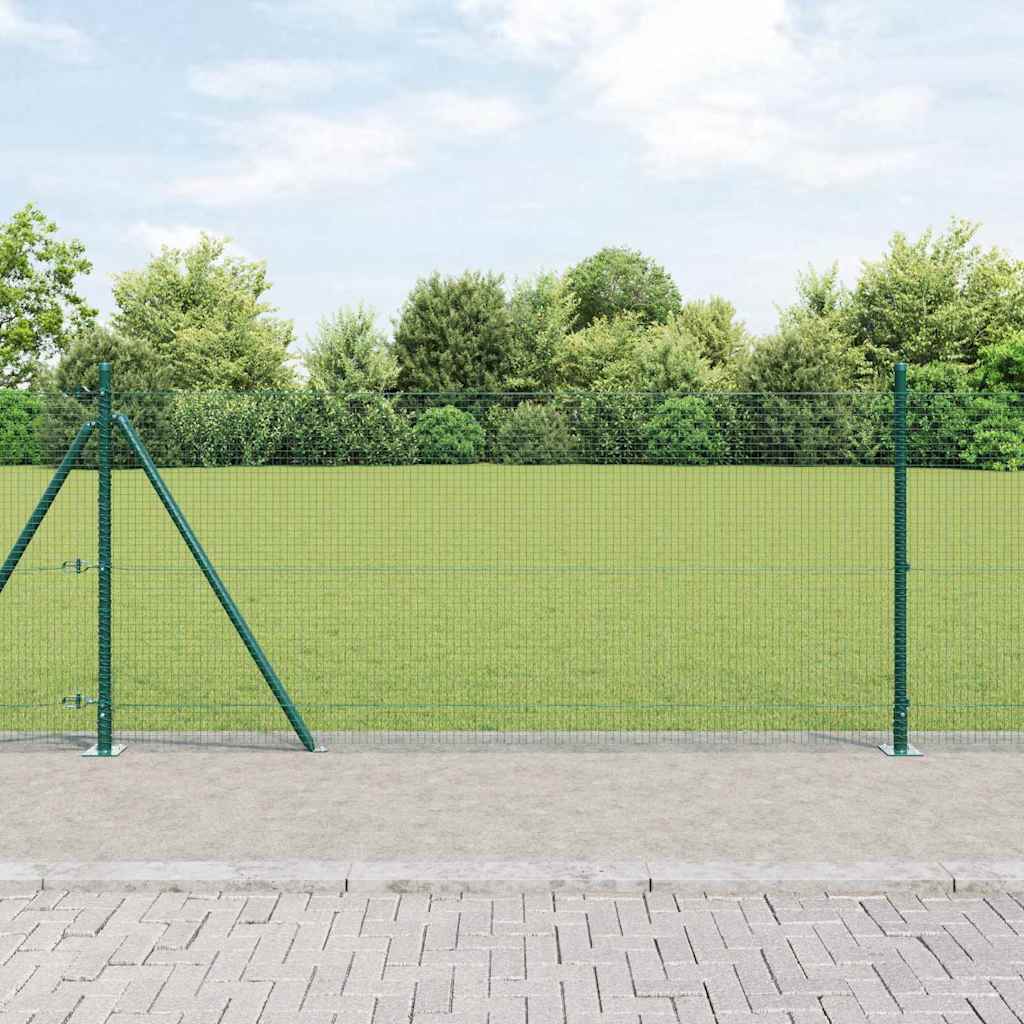 Recinzione con pali. Verde 1 x 25 m Acciaio 3352437