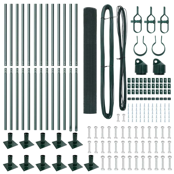 Recinzione con pali. Verde 1 x 25 m Acciaio 3352437