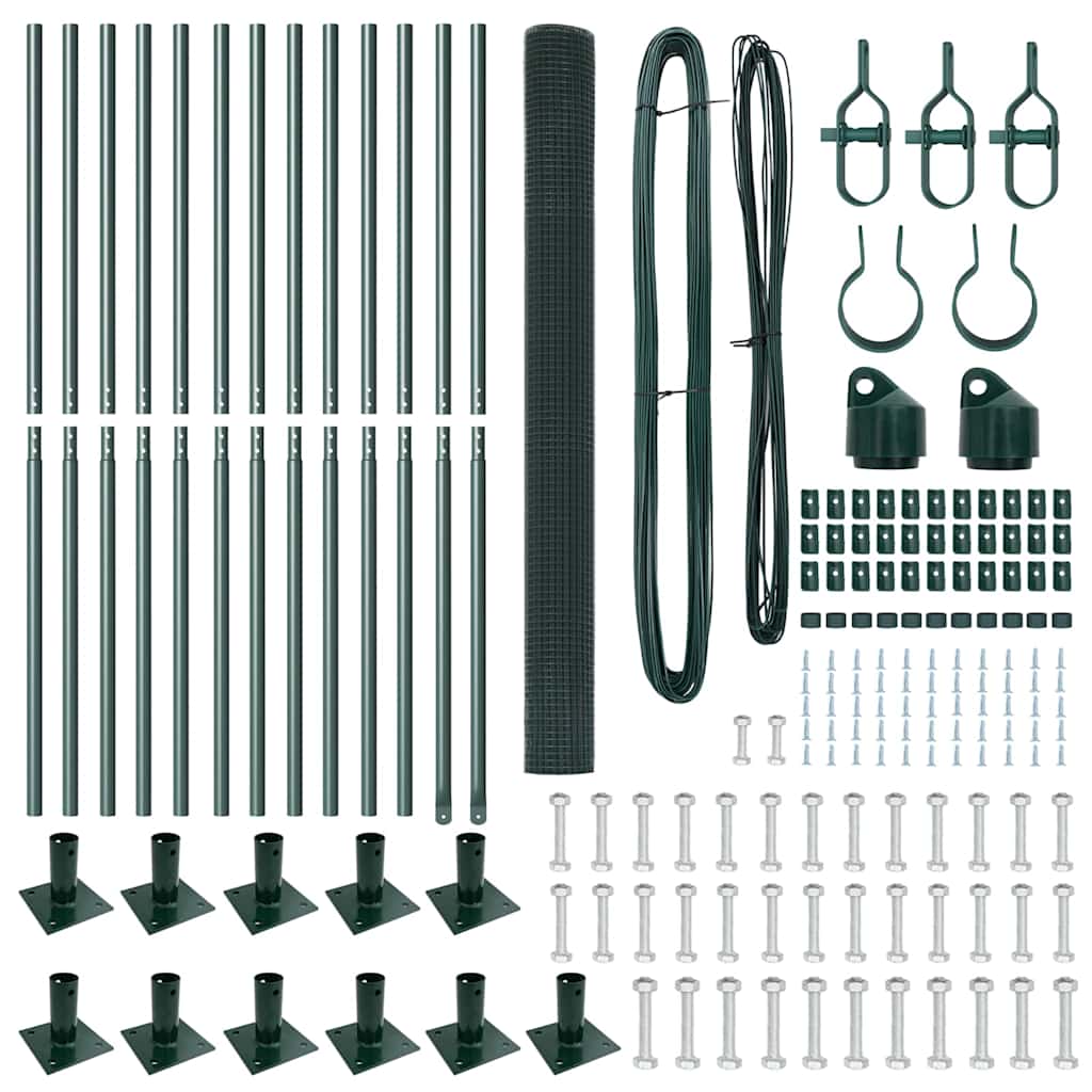 Recinzione con pali. Verde 1.4 x 25 m Acciaio 3352444