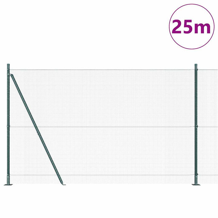 Recinzione con pali. Verde 1.4 x 25 m Acciaio 3352444
