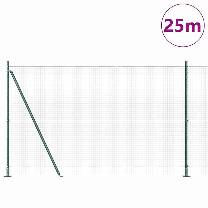 Recinzione con pali. Verde 1.6 x 25 m Acciaio 3352453