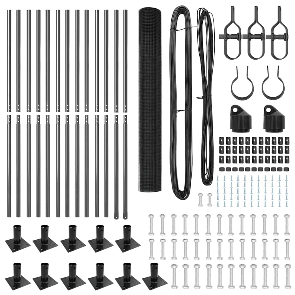 Recinzione con pali. Grigio 1 x 25 m Acciaio 3352554