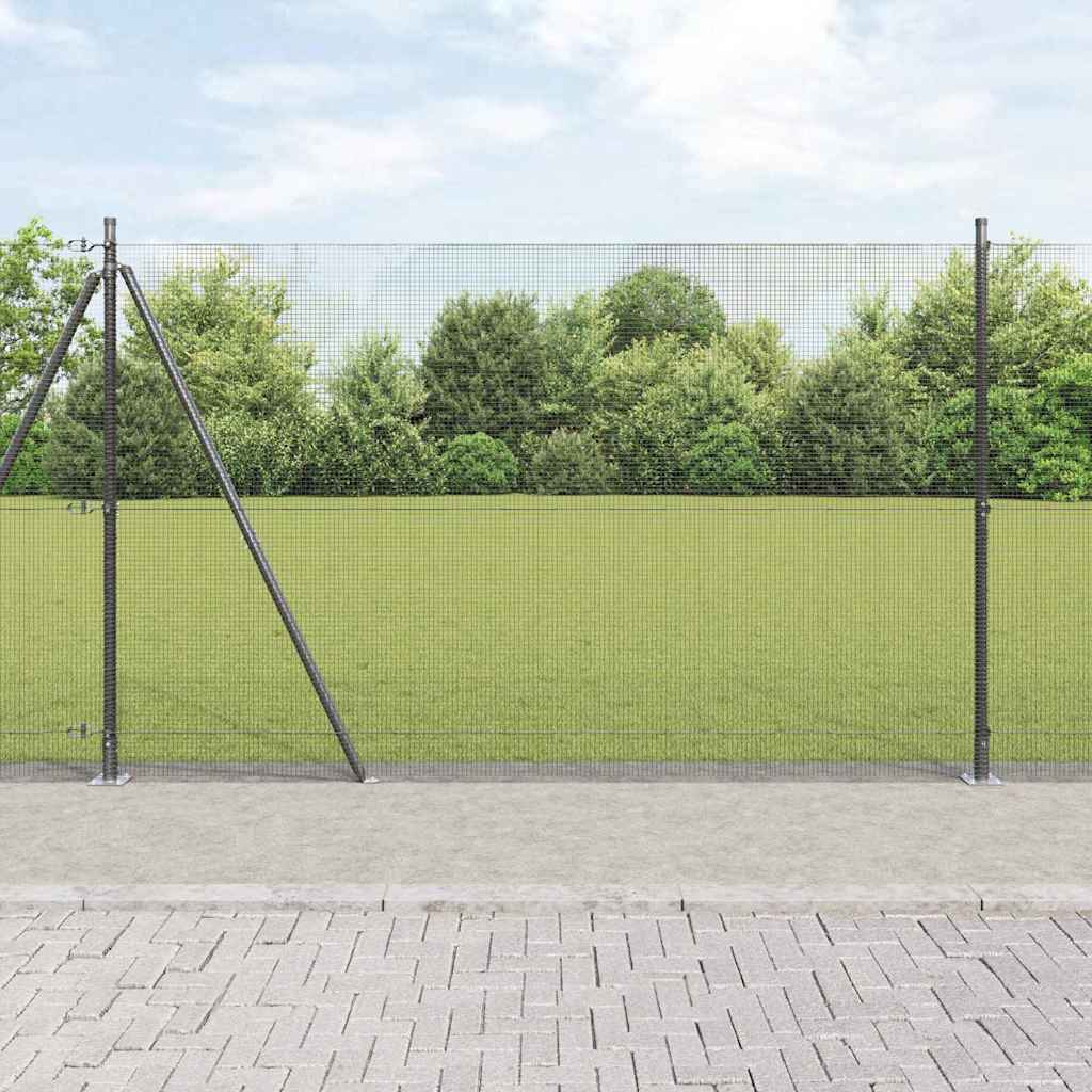 Recinzione con pali. Grigio 1.5 x 25 m Acciaio 3352565