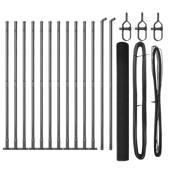 Recinzione con pali. Grigio 1.5 x 25 m Acciaio 3352565