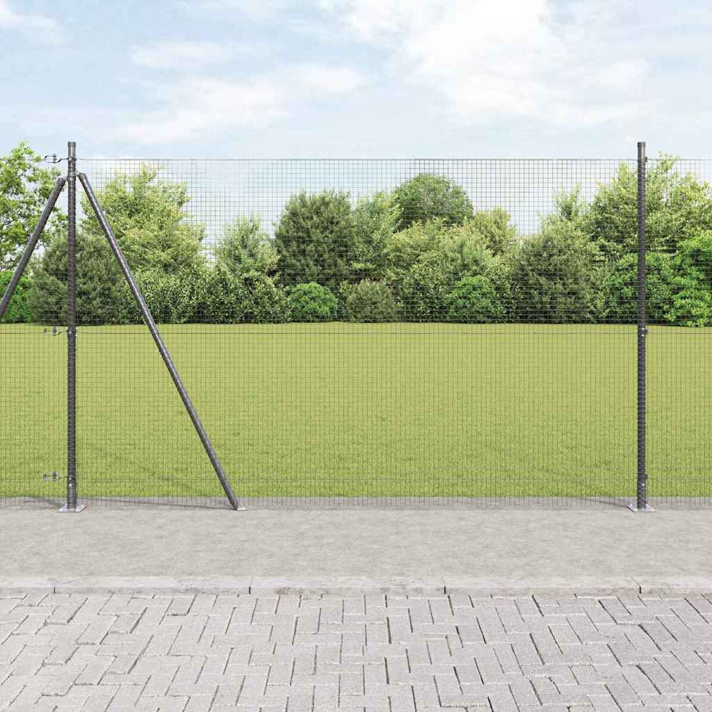 Recinzione con pali. Grigio 1.5 x 25 m Acciaio 3352567
