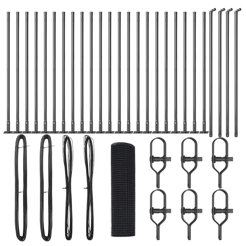 Recinzione con pali. Grigio 0.5 x 50 m Acciaio 3352576