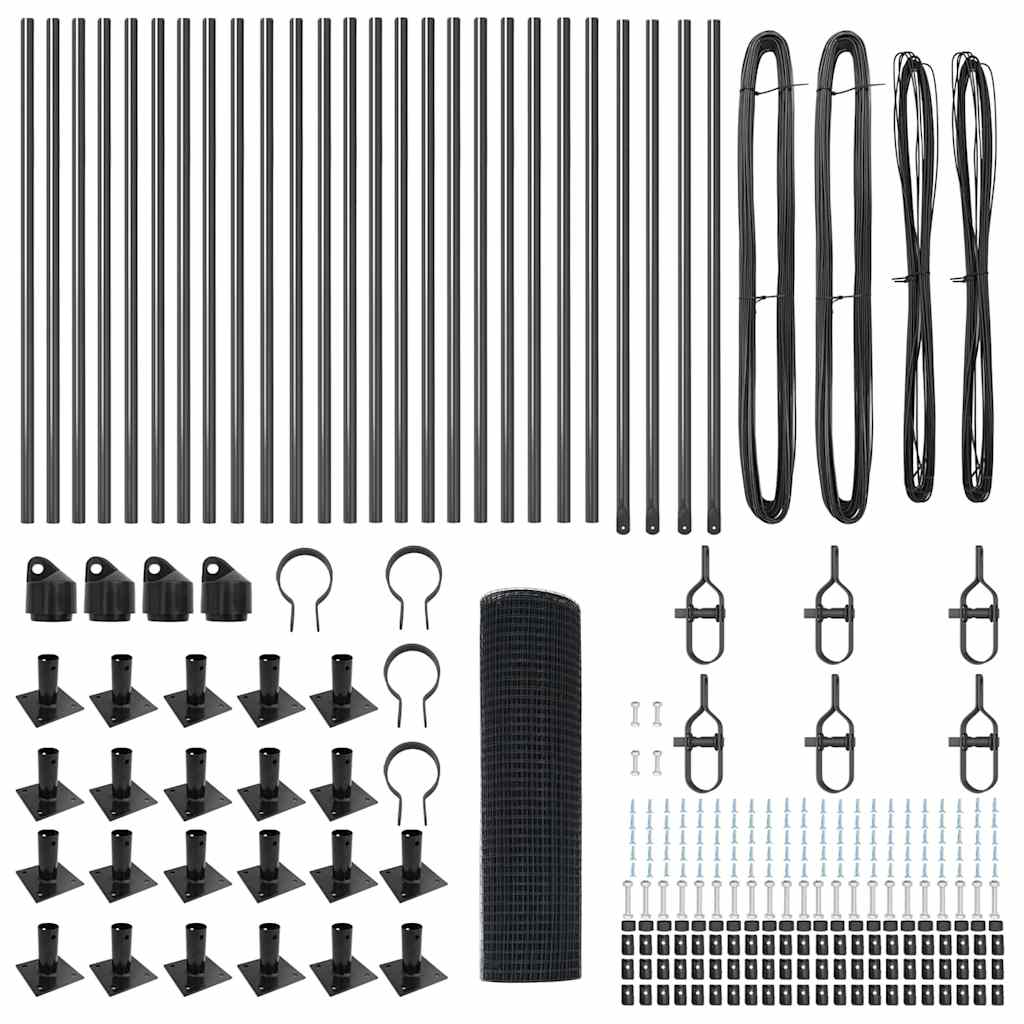 Recinzione con pali. Grigio 0.5 x 50 m Acciaio 3352576