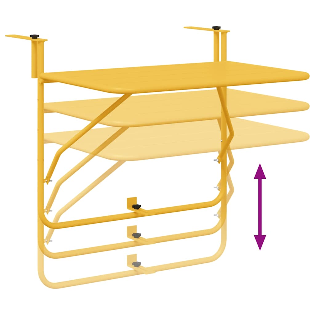 Tavolo Appeso da Balcone Senape 60 x 39 x 65 cm Acciaio 42008073