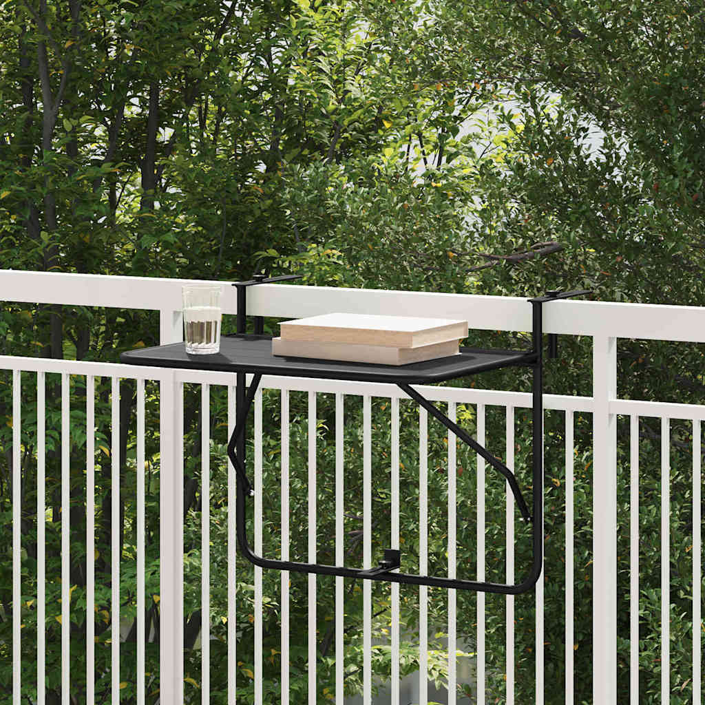 Tavolo Appeso da Balcone Nero 60 x 39 x 65 cm Acciaio 42008075