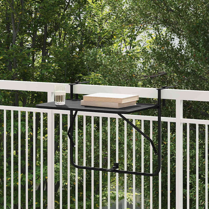 Tavolo Appeso da Balcone Nero 60 x 39 x 65 cm Acciaio 42008075
