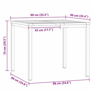 Tavolo da pranzo all'aperto  90x90x74,5 cm in legno massello di acacia 42006185