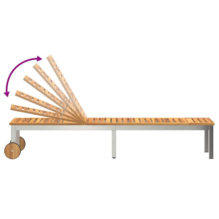 vidaXL Lettino da sole 1-persona Marrone Legno massello di acacia