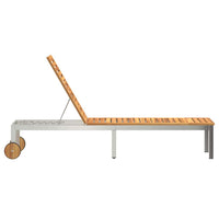 Lettino da sole 1-persona Marrone Legno massello di acacia 42006195