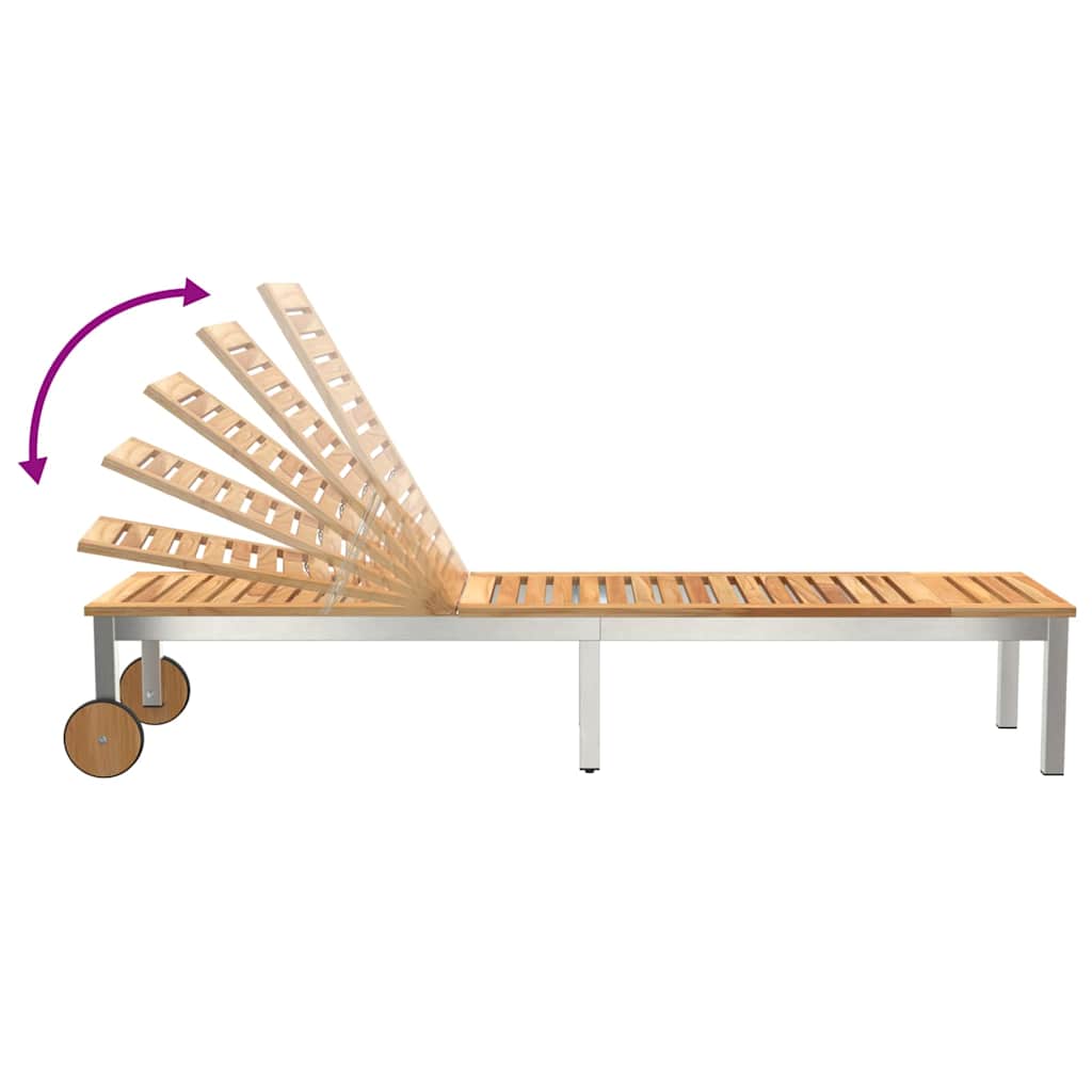 Lettino da sole 1-persona Marrone Legno massello di acacia 42006196