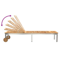 Lettino da sole 1-persona Marrone Legno massello di acacia 42006196