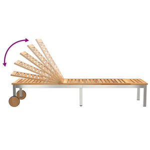 Lettino da sole 1-persona Marrone Legno massello di acacia 42006196