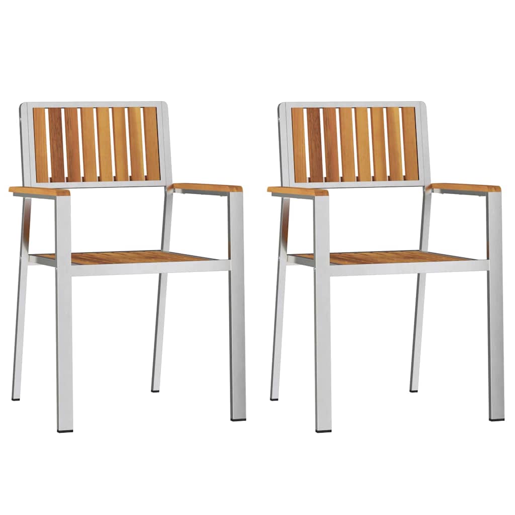 Sedia da Giardino 2 pcs Marrone Legno massello di acacia 42006201