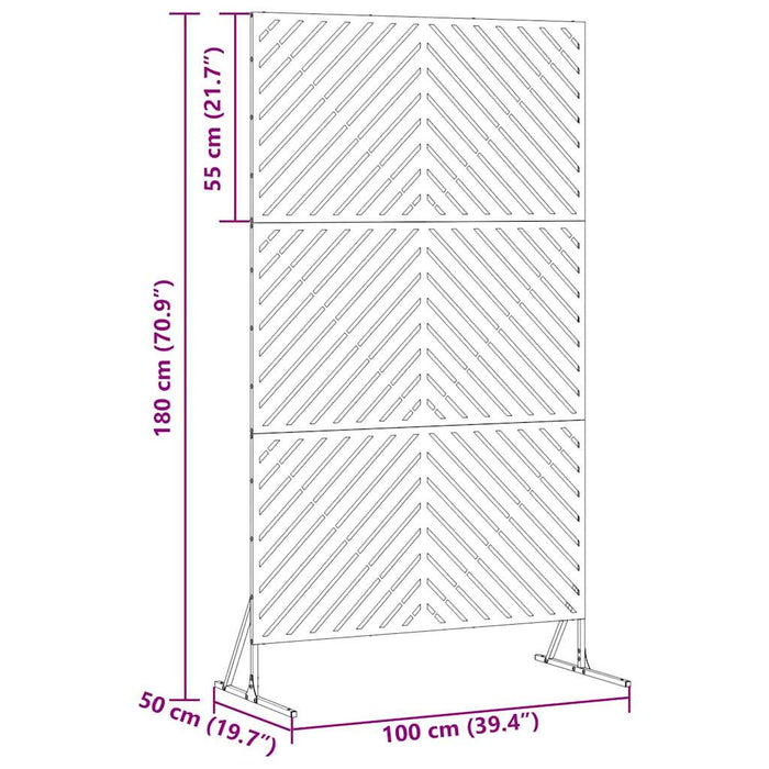 Schermo di Privacy  Nero 100x50x180 cm in Acciaio 868542