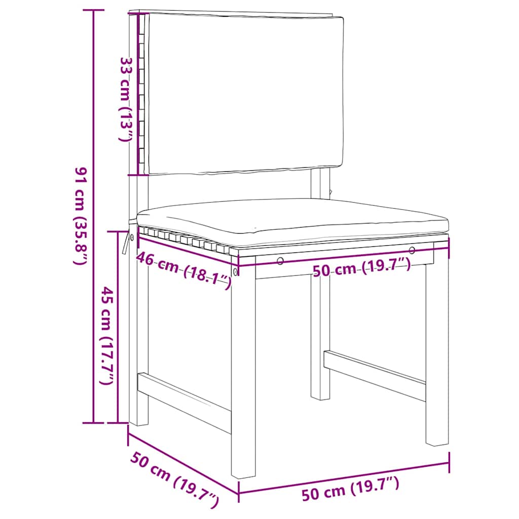 Sedia da giardino senza braccioli 2 pcs Marrone 50 x 50 x 91cm 4107155