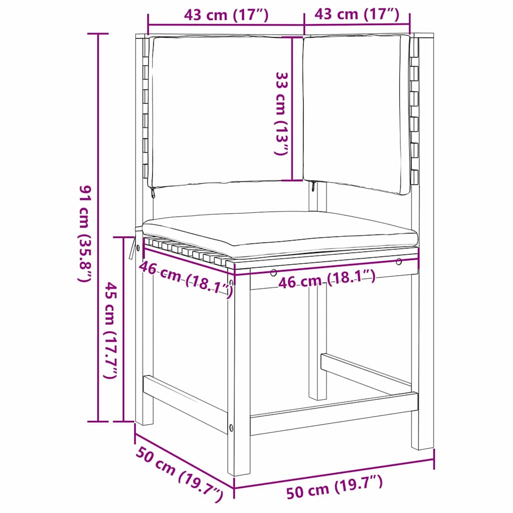Sedia da Giardino Marrone 50 x 50 x 91cm 4107158