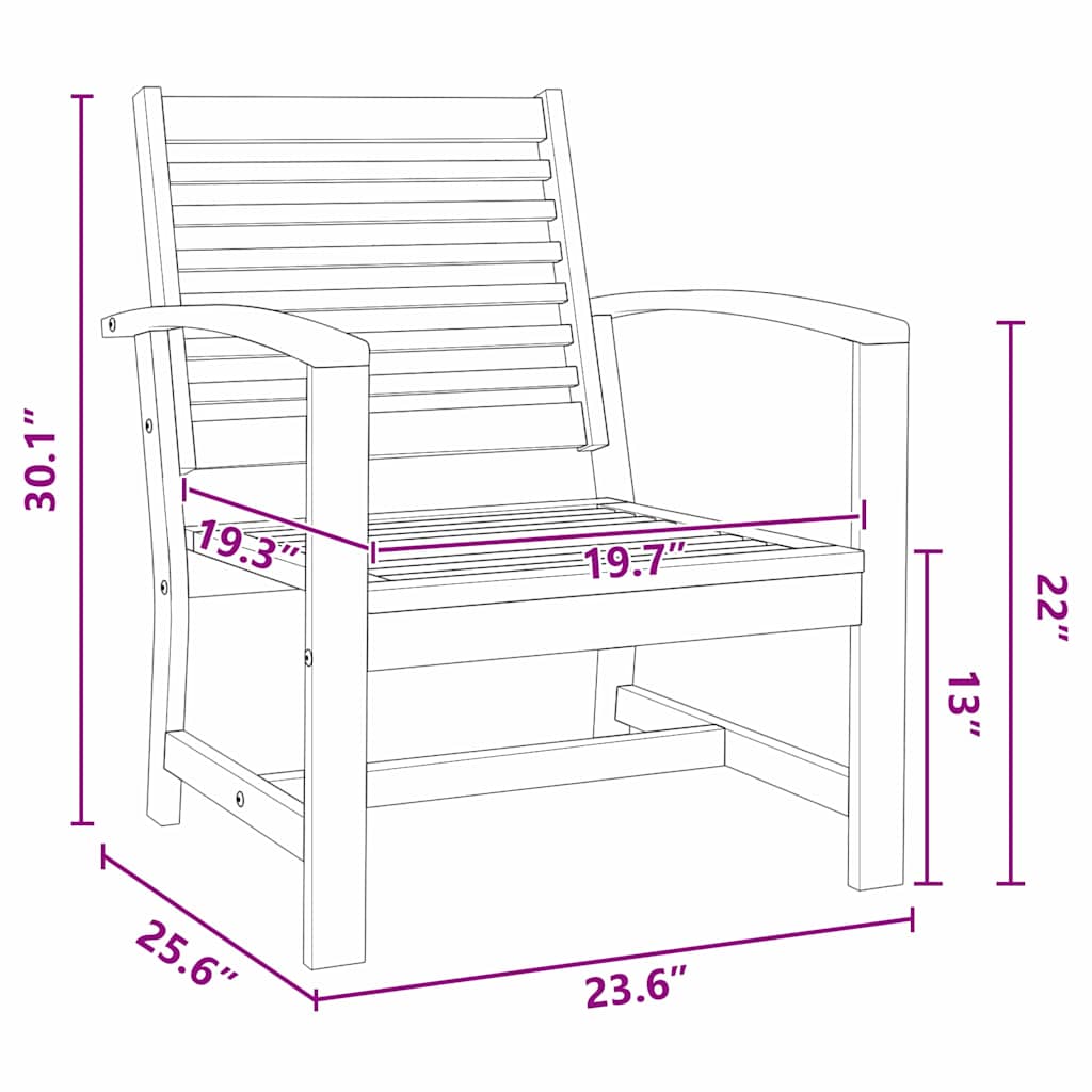 vidaXL Sedie da giardino 2 pcs Naturale 60 x 65 x 76.5 cm