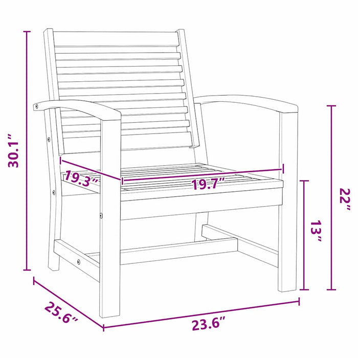 vidaXL Sedie da giardino 2 pcs Naturale 60 x 65 x 76.5 cm